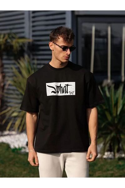 modaserdem Μπλουζάκι Unisex Crew Neck Printed Oversize - Μαύρο