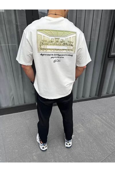 JANES Λευκό μπλουζάκι Unisex Oversize με στάμπα