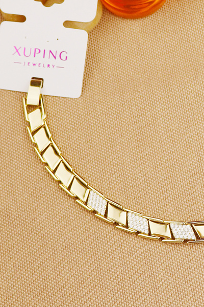 Keyifli Hayaller Xuping Vip Marka Geometrik Taşlı Kordon Model Bileklik Gold Kararmaz 17+2cm Kuyumcu İşçiliği