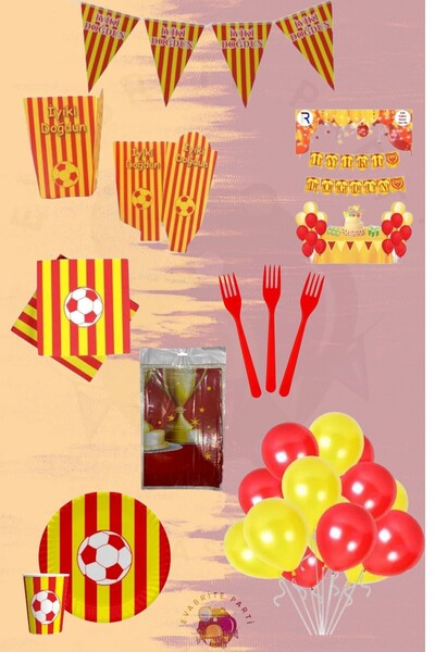 Evabrite Σετ με θέμα τον οπαδό κίτρινο κόκκινο σετ 16 ατόμων Luxury - Προμήθε...