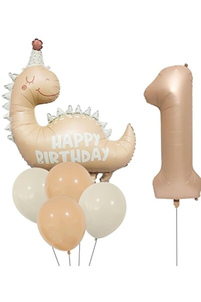 DÜVENCİ TİCARET RETRO ŞAPKALI DİNAZOR FOLYO BALONLU YAŞ BALON SET