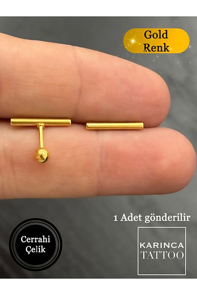 Karınca Piercing Line Gold Color Horizontal Aesthetic Ear Cartilage Tragus Helix Piercing Earrings