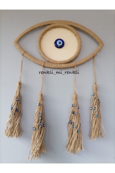 renkli mi renkli tasarım dünyası bohem tarz nazar boncuklu jüt bahçe teras balkon duvar kapı süsü