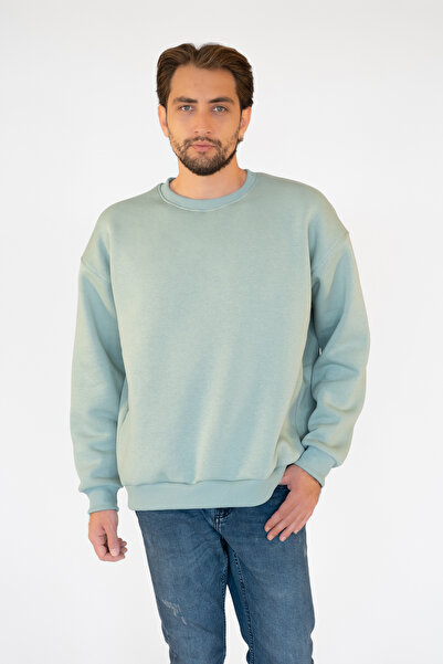 TEVOOY سويت شيرت بدون غطاء للرأس كبير الحجم للجنسين - ريش وردي وفراء من الداخ...