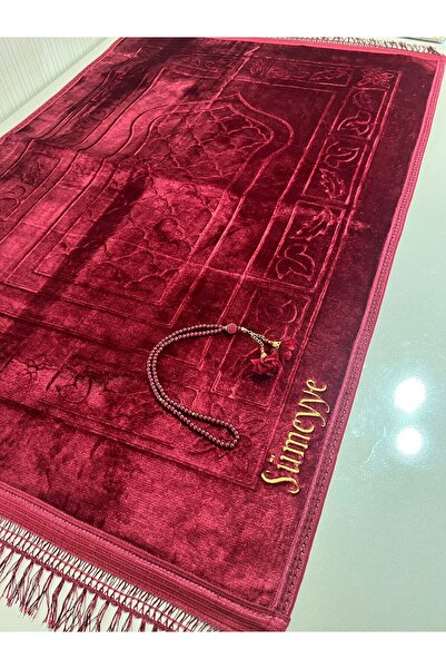 AGH Değerli Hediyeler Lüks Peluş Seccade Kişiye Özel İSİM İşlemeli Kaliteli D...