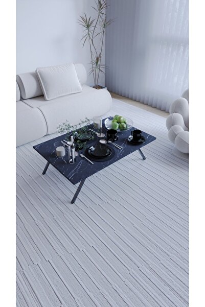 moka park avm Toprak Katlanabilir Ayaklı Dikdörtgen Siyah Şık Yer Sofrası