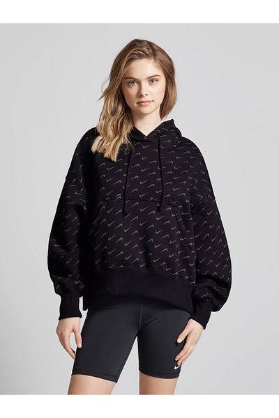 Nike Phoenix Fleece Black Women's Sweatshirt - Over-Oversized, All-Over Pullover Hoodie