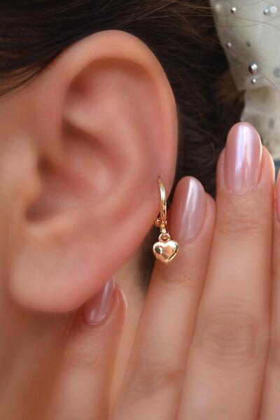 Sacce Scarves&Accessories Bombeli Kalp Sallantılı Halka Küpe Helix Kıkırdak Lob Küpe 1 Adet