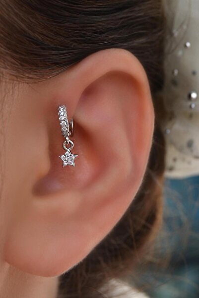 Sacce Scarves&Accessories 6 mm Yıldızlı Halka Piercing Forward Helix Tragus Kıkırdak Helix Yıldız Piercing