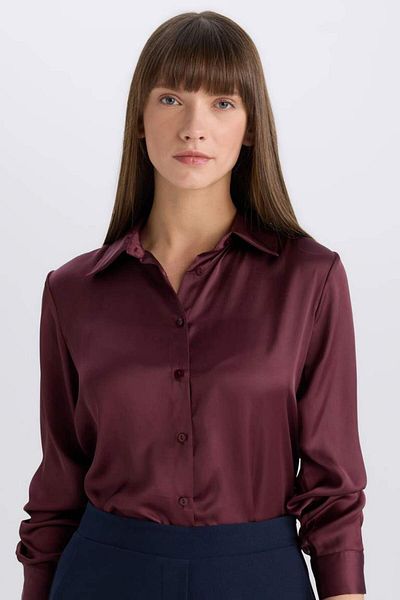 DeFacto Langarmshirt aus Satin mit normaler Passform E1783ax