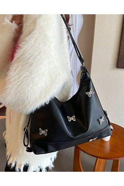 Pelin Boutique Imported Y2K Coquette Black Butterfly Bag