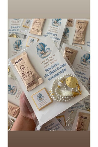 PeraWorkshop Kişiye Özel İSİMLİ Sünnet Mevlidi Bebek Mevlidi İnci Plastik Bon...