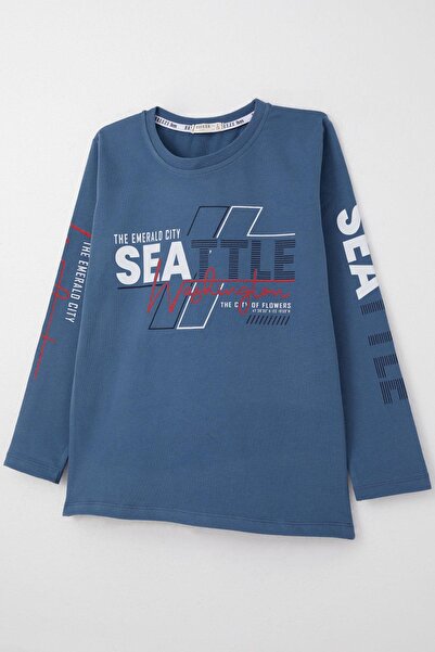 Breeze Хлопчача футболка з довгими рукавами, кольоровий принт, 6-12 років, індиго