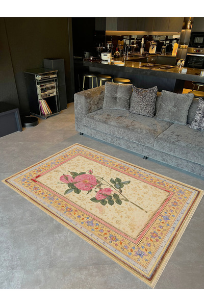 Rugs Modern Halı Covor decorativ vintage din colecția Kubilay, cu temă bej, c...