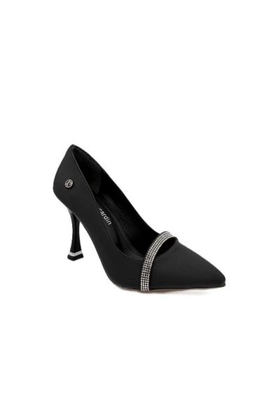 Pierre Cardin ®   PC 54042 Pantofi clasici cu toc pentru femei cu detaliu din piatră satinată neagră