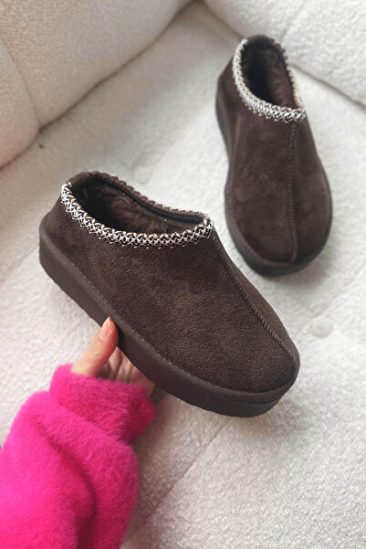 MİLAYA SHOES LOTUS İÇİ TÜYLÜ ŞERİT DESENLİ KADIN TERLİK