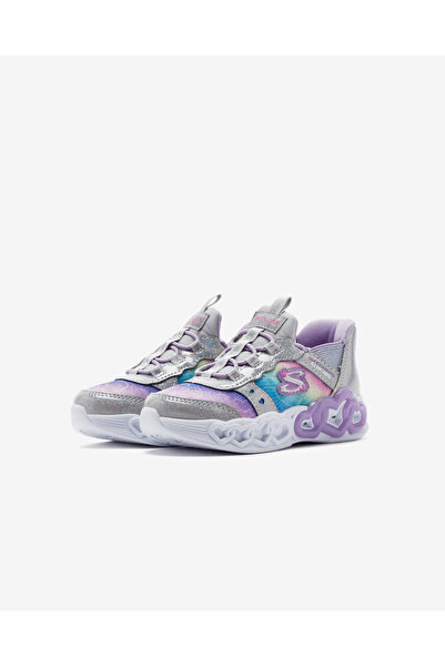 SKECHERS İnfinite Heart Lights - Eternal Shimmer Küçük Kız Çocuk Gri Işıklı Spor Ayakkabı 303755n Smlt