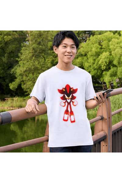 ALPŞAN TİCARET Футболки Sonic Чорні футболки Біла футболка Унісекс Футболка Sonic Kids Футболка для дорослих