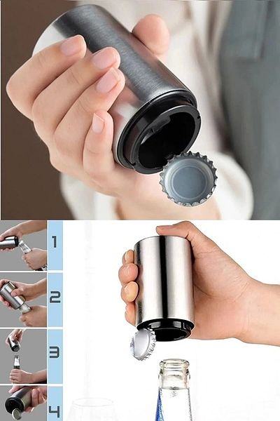 Elasya Hediyelik Automatic Opener - Automatic Push Bottle Cap Opener (Bz)