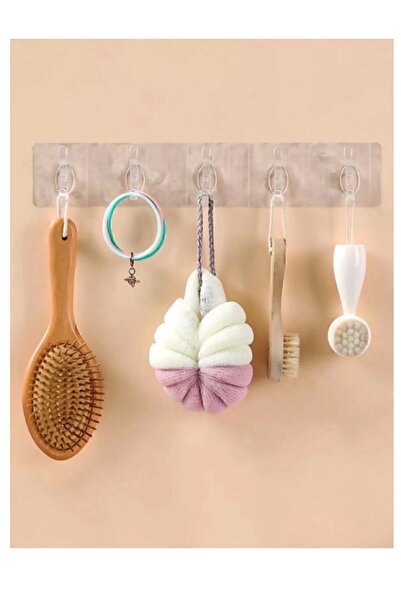 Genel Markalar 5'li Kendinden Yapışkanlı Güçlü Şeffaf Askılık - Kapı Arkası M...