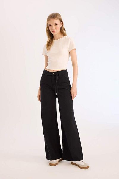 DeFacto New Season Cool Gabardine Trousers Wide Leg High Waist Wide Loose Leg