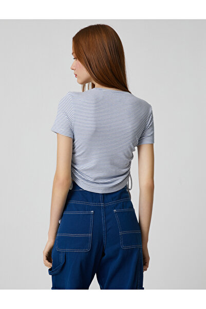 Koton Crop T-shirt με κοντό μανίκι Crew Neck Slim Cut