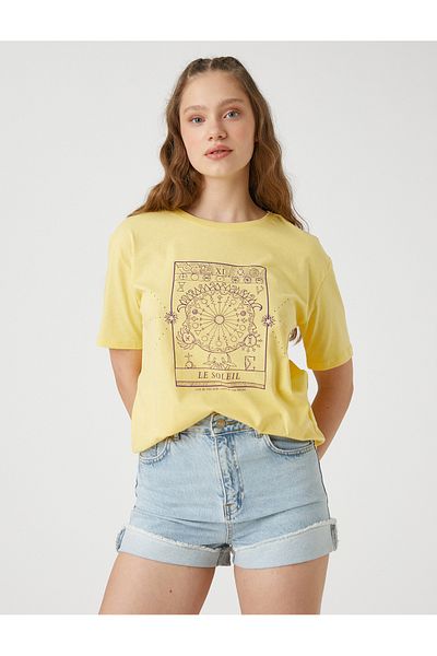 Koton Short Sleeve T-Shirt Crew Neck Printed