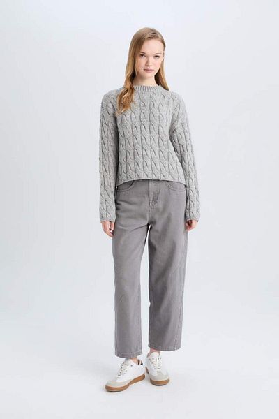 DeFacto Coool Regular Fit Crew Neck Hair Braided Knitwear Sweater E4604Ax25Sp
