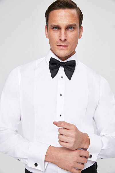 D'S Damat Πουκάμισο Ds Damat Slim Fit Λευκό Απλό Σμόκιν