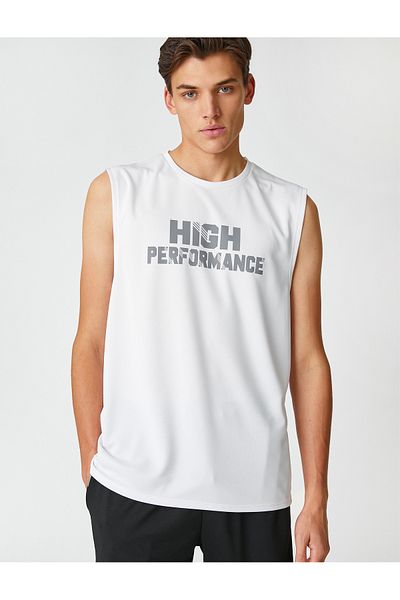 Koton Sports Tank Top ujjatlan szlogen nyomtatott legénységi nyak