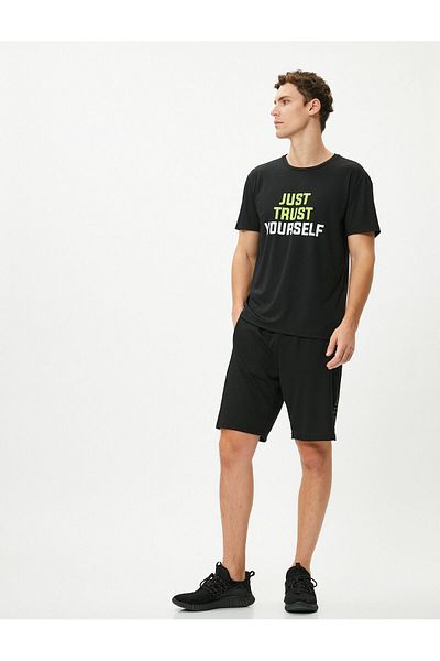 Koton Crew Neck Short Sleeve Sports T-Shirt - Slogan Printed