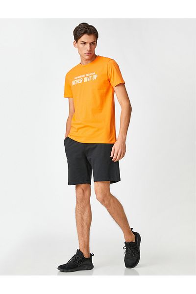 Koton Sport-T-Shirt mit Slogan-Aufdruck, Rundhalsausschnitt, kurze Ärmel