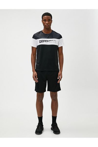 Koton Slogan sportovního trička s potiskem Crew Neck Color Blocked