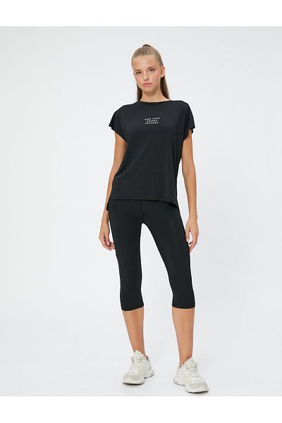 Koton Crew Neck Short Sleeve Sports T-Shirt - Slogan Printed