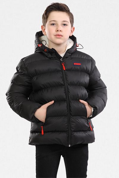 VODENS Thick Waterproof Hooded Inflatable Children's Coat with Black Fur Inside