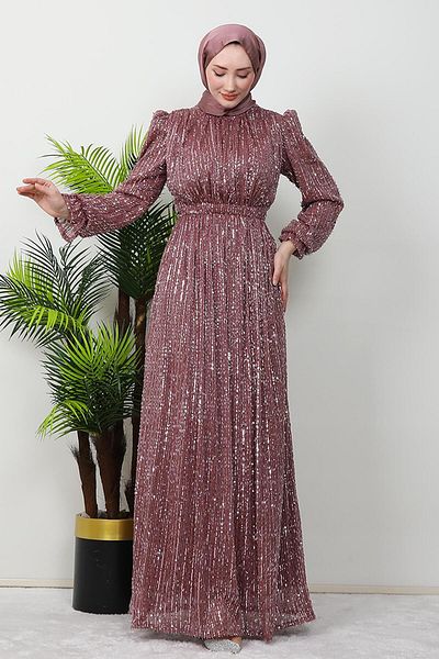 GİZ AGİYİM Βραδινό φόρεμα Dusty Rose Işılay Hijab