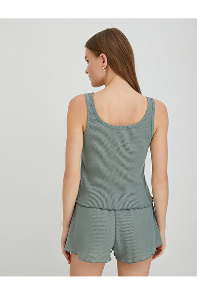 Koton Pizsama felső pántos U-nyakú texturált