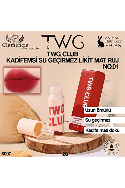 twg CLUB Likit Mat Ruj Su Geçirmez Kadifemsi Doku
