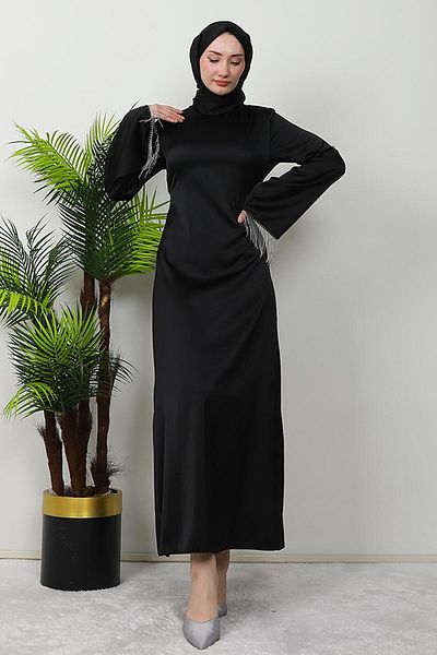 GİZ AGİYİM Black Chain Sleeve Dress