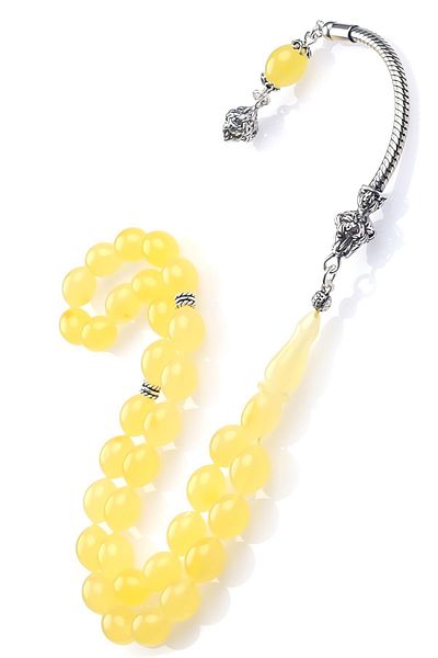 TESBİHCİBABA Ice Yellow Amber- Beyzi Cut Drop Amber Rosary
