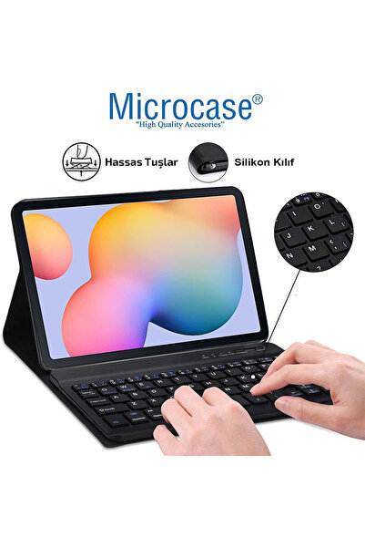 Microcase Lenovo M10 FHD Plus 10.3'' TB-X606 X606F Tablet Uyumlu Bluetooth Klavyeli Standlı Kılıf - BKK4