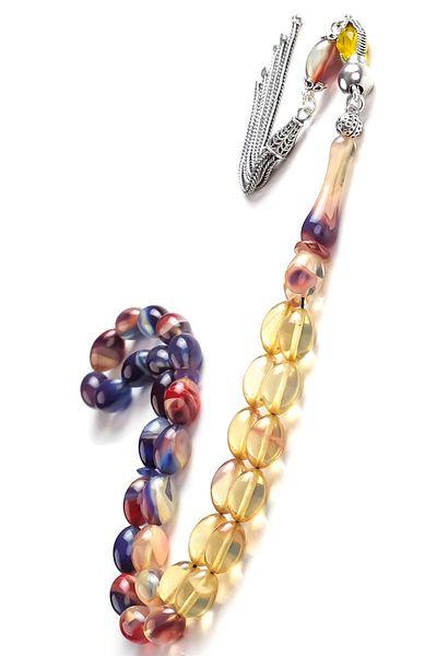 TESBİHCİBABA Stylish Color Filmed Mosaic Clamping Amber Prayer Beads