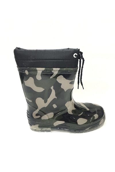 BAYRAMOĞLU KUNDURA Byk 172 Üçel Çağrı Boy's Green Camouflage Water and Cold Proof Rain Boots with Wool Inside