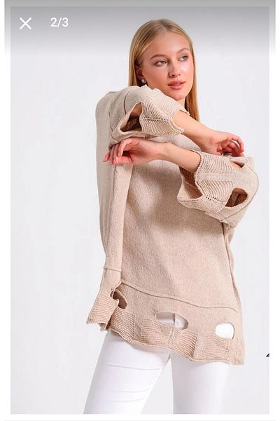 MODA Sleeve Skirt Perforated Loose Knitwear