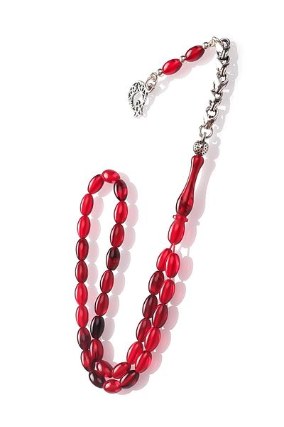 TESBİHCİBABA Diyarbakır Handwork Night Red Squeeze Amber Prayer Beads