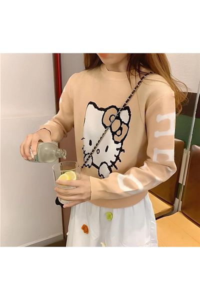 ÖZGESTORE Pulover de tricotaj Anime Hello Kitty Crop