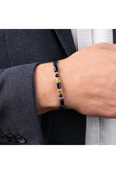 TESBİHCİBABA Saphire Azure Amber Silver Design Drop Amber Bracelet