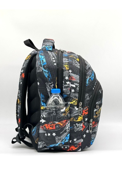 Bevitton Men's First School Bag - Car Pattern, Set of 3, Black