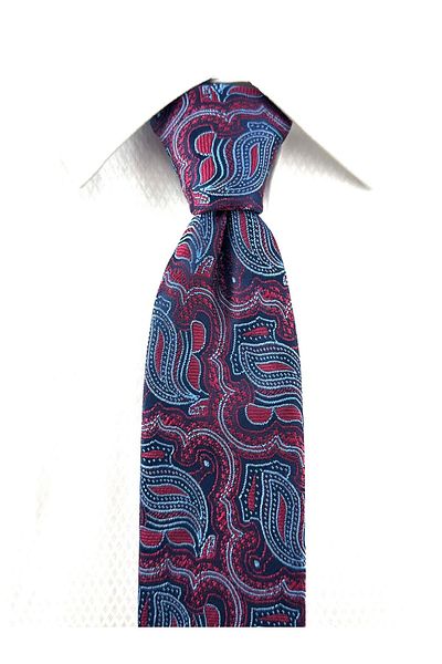 PİERRONİ Burgundy Blue Patterned Handkerchief Tie