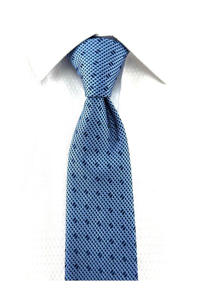 PİERRONİ Blue Navy Blue Patterned Handkerchief Tie